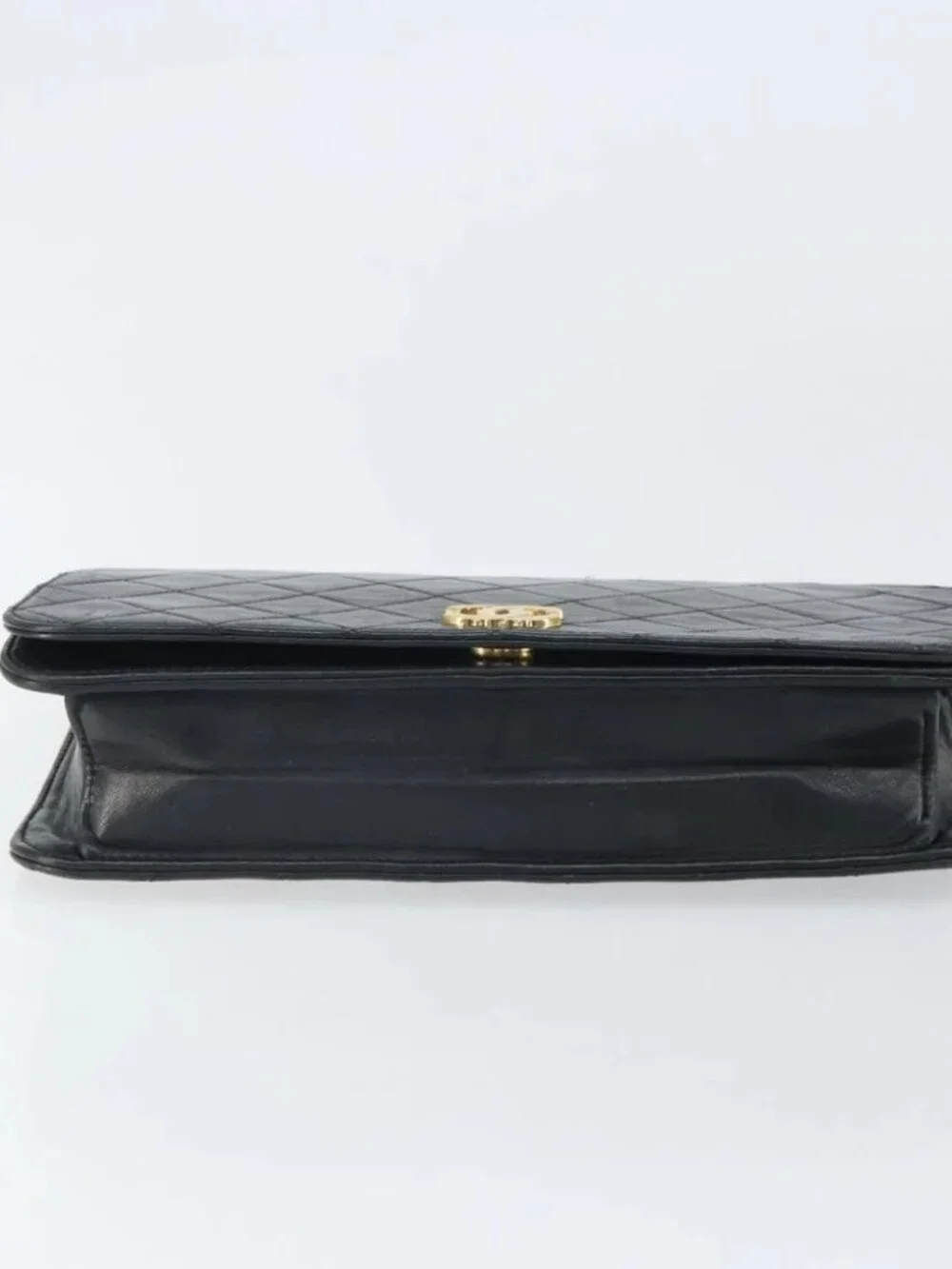 CHANEL Matelasse Chain Shoulder Bag Lamb Skin Black Gold CC